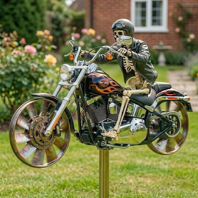 Metal motorcycle wind spinner decorative pinwheel for yard, garden, outdoor patio, lawn, landscape, backyard art decor by eprolo