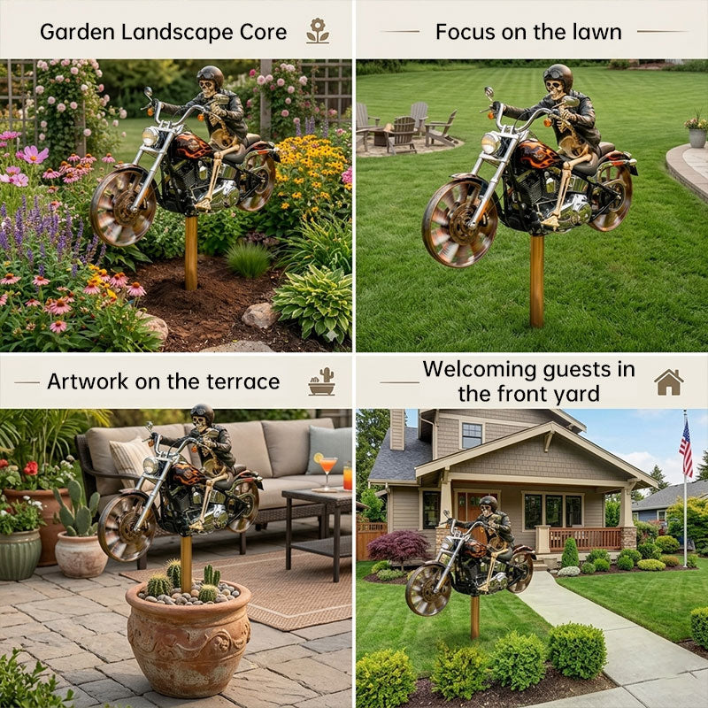 Metal motorcycle wind spinner decorative pinwheel for yard and garden outdoor patio lawn landscape art decor by eprolo