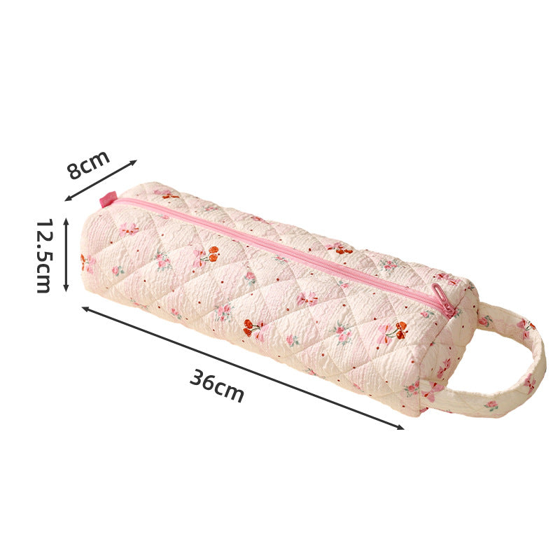 Large cotton dustproof travel case with handle for storing padded hair dryer and curling iron from eprolo.