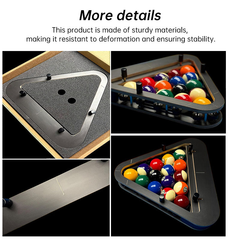 Solid wood eprolo billiard ball rack for 8-ball and 9-ball pools, featuring a zero-gap design for professional billiard game setup.