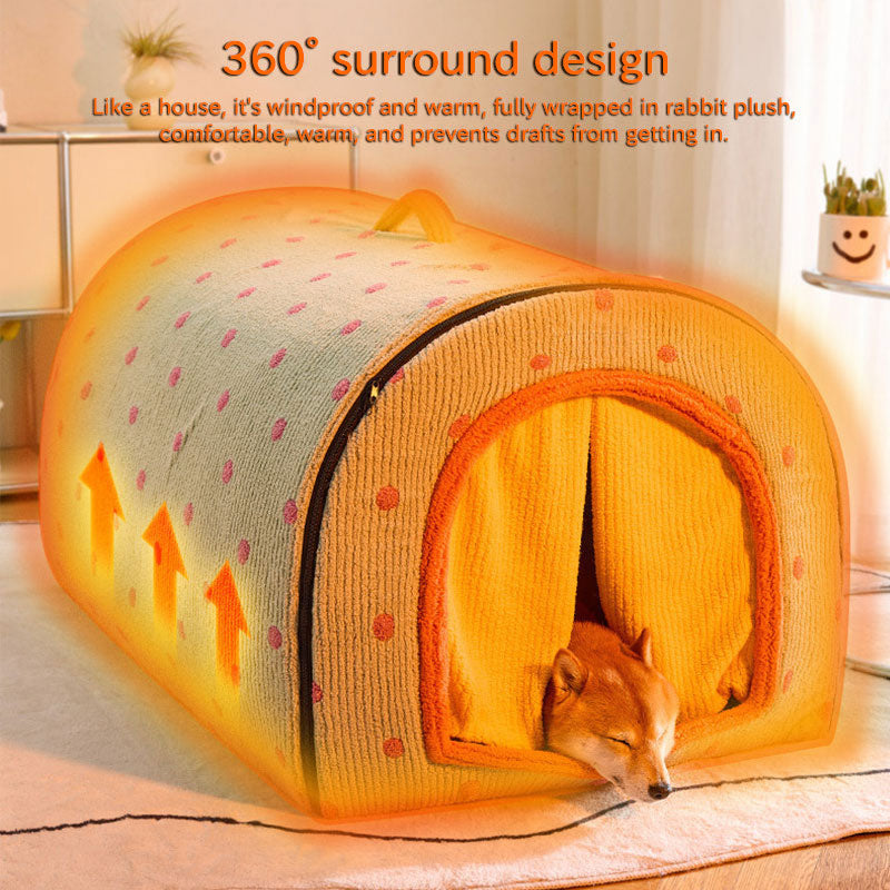 eprolo heated pet house with winter tent bed for cats and large dogs, includes storage drawers and washable cushion