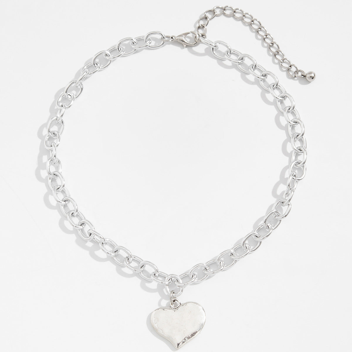 Eprolo Ins style heart-shaped pendant collarbone chain set with a photosensitive metal surface, fashionable necklace for women