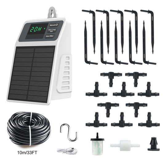 Solar Drip Irrigation System - Auto Watering Timer for Hanging Plants, Balcony & Greenhouse Use
