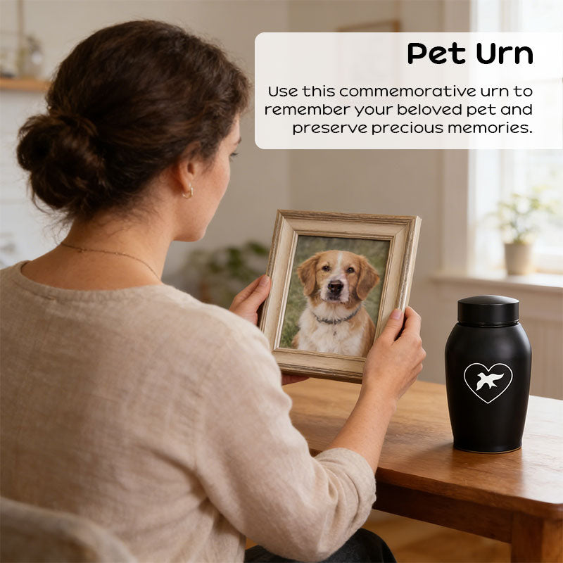 Stainless Steel Pet Memorial Urn: Black Portable & Moisture-Proof Ash Keepsake Designed for Small Pets