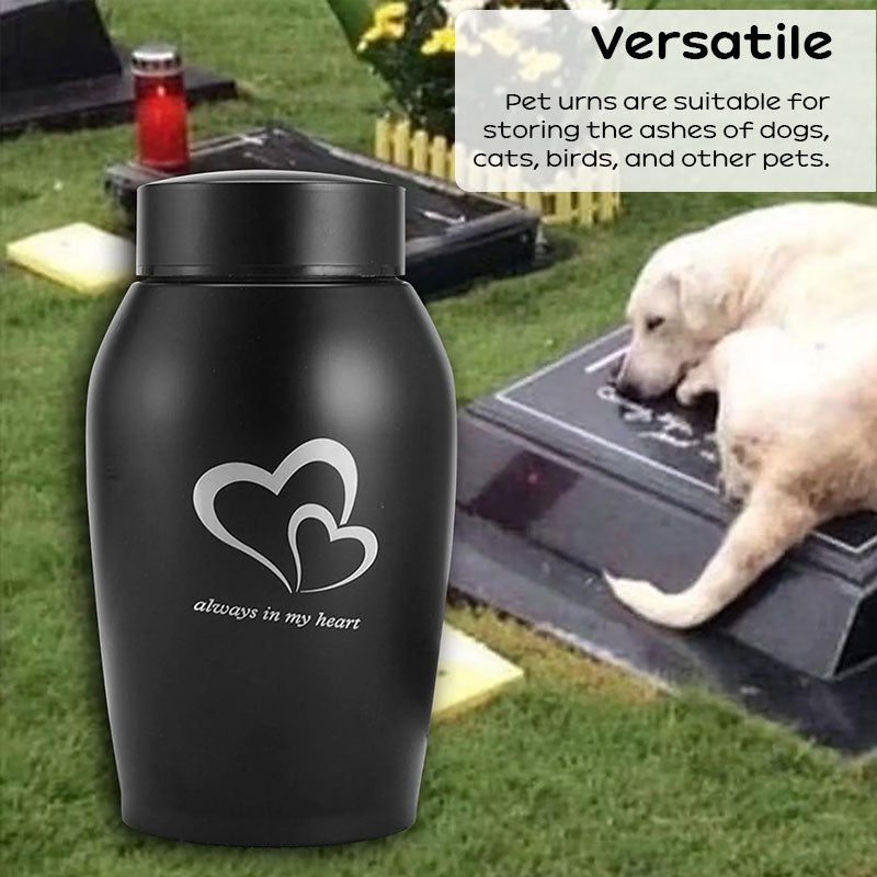 Stainless Steel Pet Memorial Urn: Black Portable & Moisture-Proof Ash Keepsake Designed for Small Pets