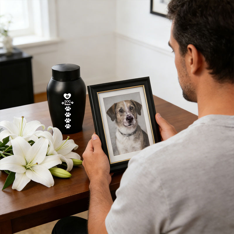 Stainless Steel Pet Memorial Urn: Black Portable & Moisture-Proof Ash Keepsake Designed for Small Pets