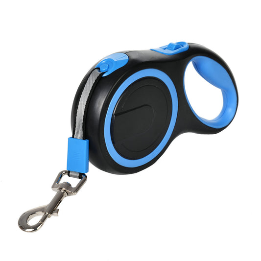 Eprolo pet automatic retractable leash with high-tension dog walking rope for medium and large breeds, shown with a dog on a walk.