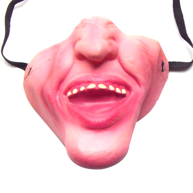 Latex clown mask for adults, scary half-face Halloween cosplay mask with horror clown design, perfect for party decor.