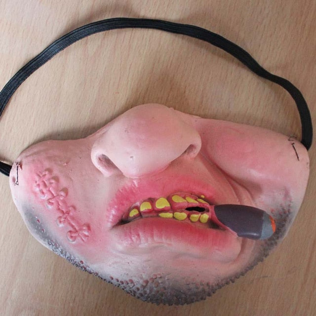Eprolo funny adult clown mask, latex horror half-face mask for Halloween, cosplay, and masquerade party decor.