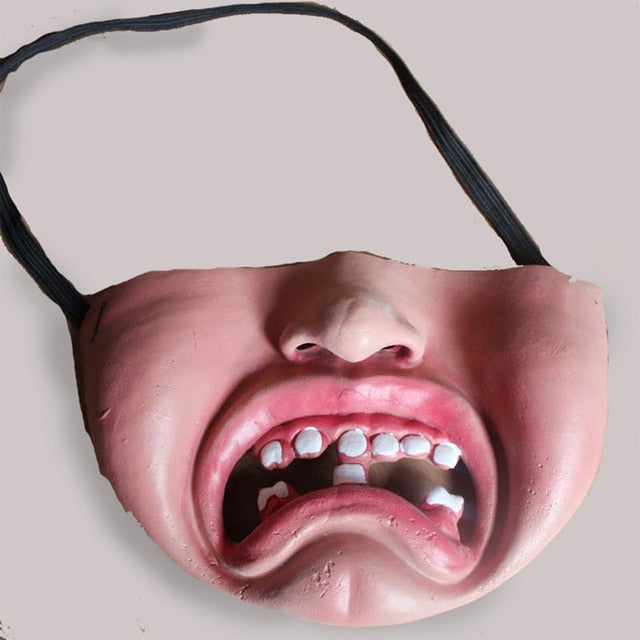 Eprolo funny adult clown latex mask with half-face design, perfect for Halloween parties and scary masquerade costumes.