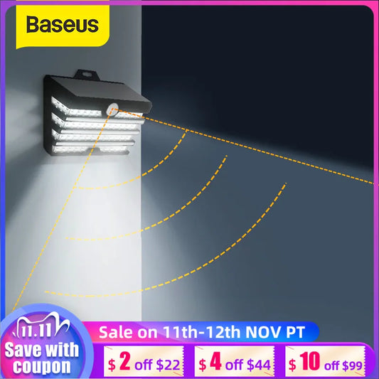 Baseus LED Solar Light Outdoor Solar Garden Lights Motion Sensor Wall Lamp Waterproof Solar Powered Garden Landscape Lawn Lamp - American Smart
