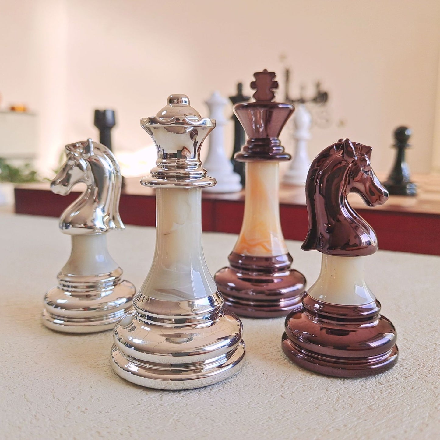 Chess pieces wooden chessboard pieces wooden chess pieces backboard chess pieces - American Smart