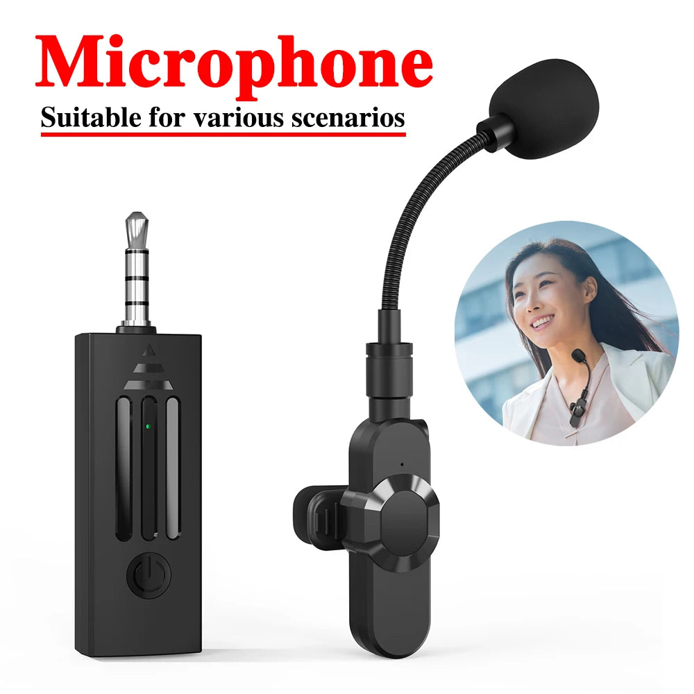 eprolo K35D wireless microphone with 3.5mm collar clip, teacher classroom bee amplifier and extended video receiver in black