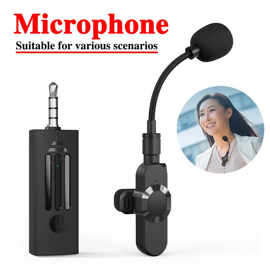 eprolo K35D wireless microphone with 3.5mm collar clip, teacher classroom bee amplifier and extended video receiver in black