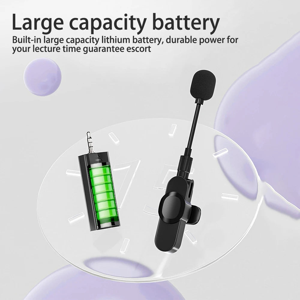 eprolo K35D wireless microphone with 3.5mm collar clip, teacher classroom bee amplifier and extended video receiver in use