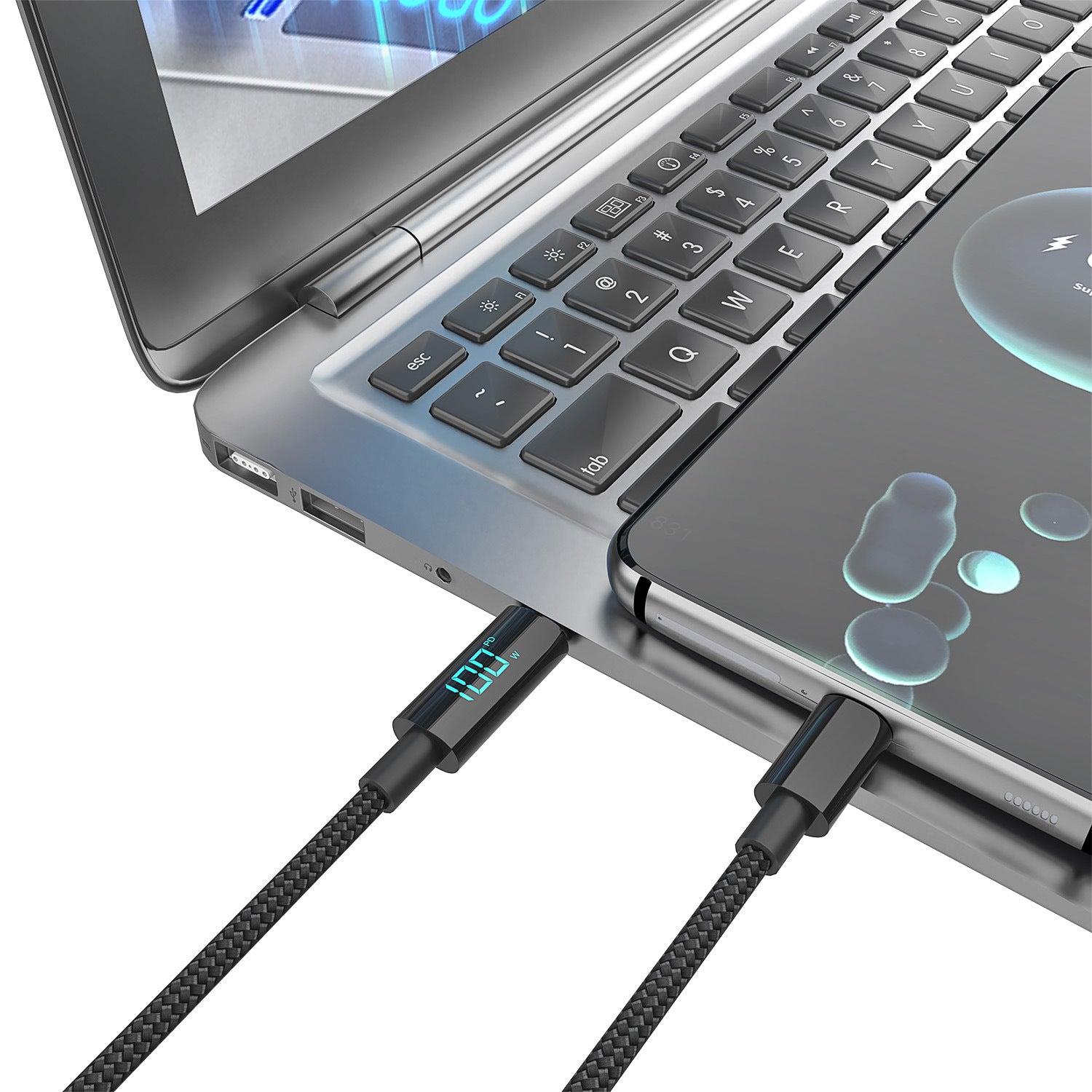 eprolo 100W digital fast charging braided Type-C data cable, 1.2m, compatible with 66W fast charging for mobile devices