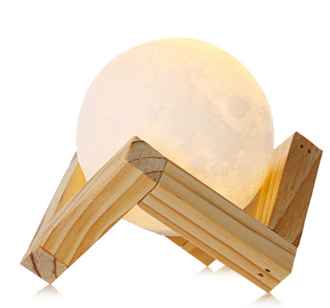 Eprolo rechargeable 3D print moon lamp with color-changing LED, touch switch, ideal for bedroom decor or bookcase display.