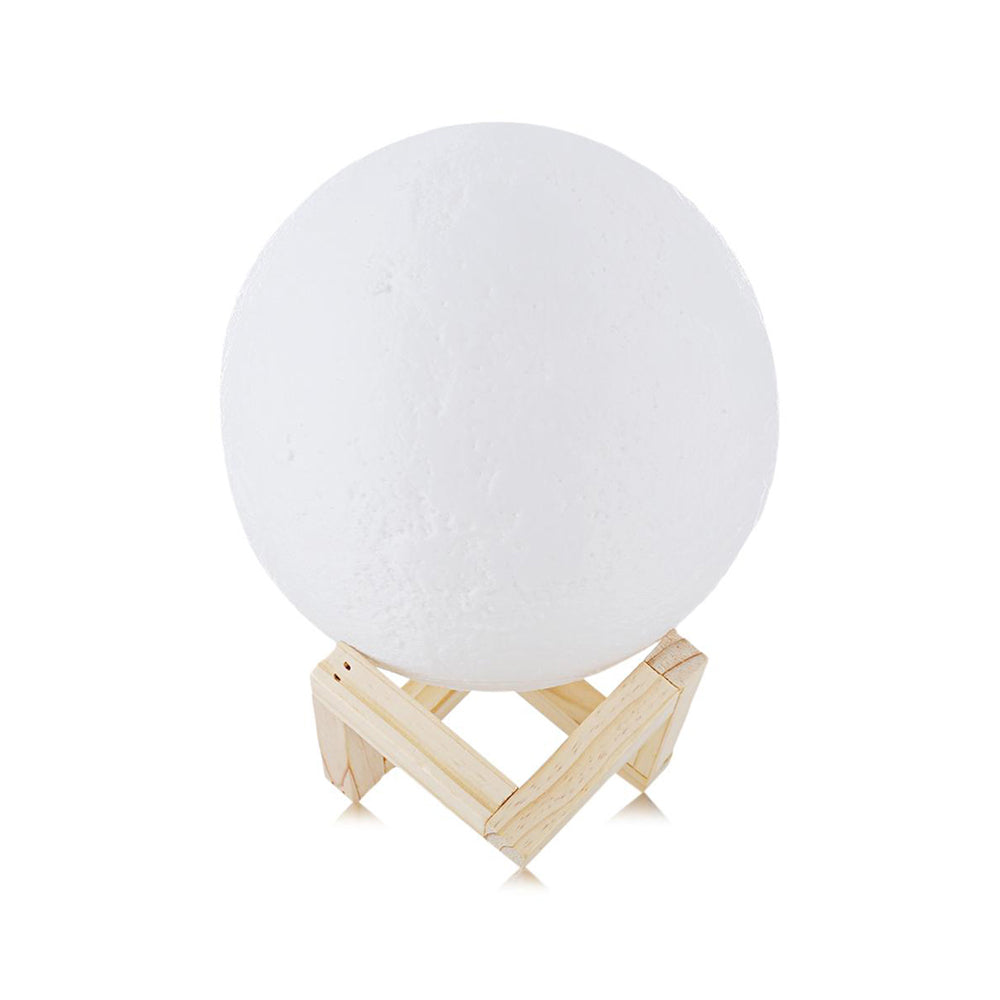 Rechargeable 3D moon lamp by eprolo with 2 color options, touch switch, ideal for bedroom or bookcase decor.