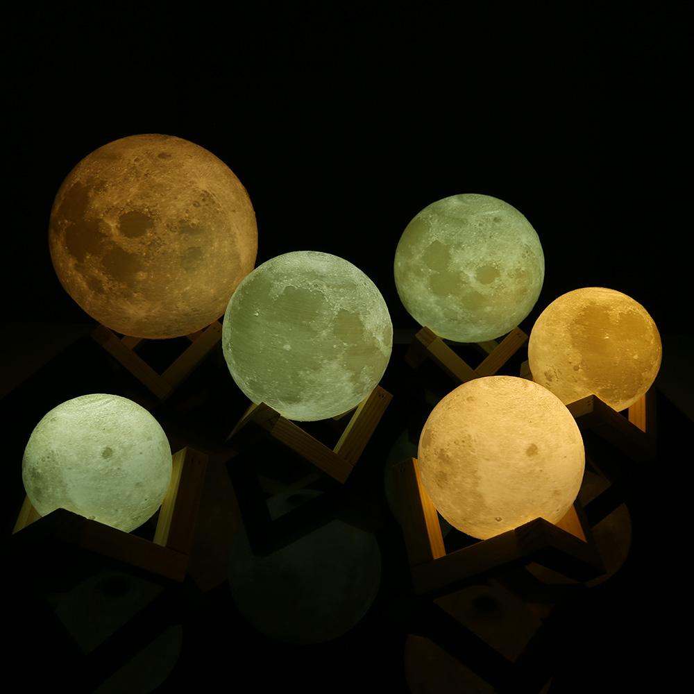 Rechargeable 3D print moon lamp from eprolo with 2 color change options, touch switch, perfect for bedroom or bookcase decor.
