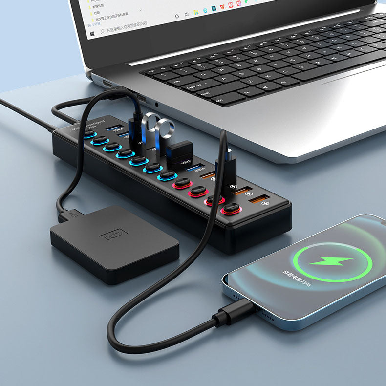 eprolo 11-in-1 USB 3.0 hub for laptops with multiple ports including USB, HDMI, SD card reader, and Ethernet.