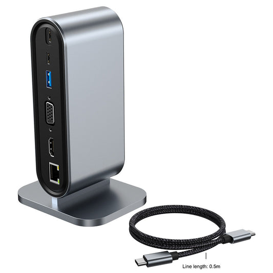 eprolo 12-inch USB-C docking station with multiple interfaces in vertical design, compatible with Apple, Huawei, and Mac devices
