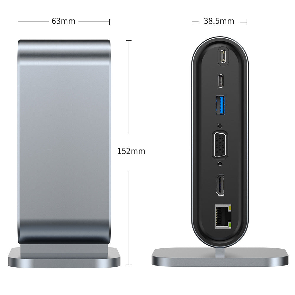 eprolo 12-inch USB-C docking station with multiple interfaces, vertical design suitable for Apple, Huawei, and MacBook laptops