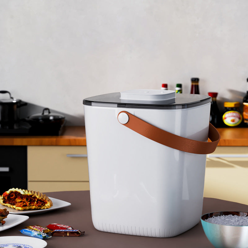 eprolo 13L intelligent vacuum rice storage bucket with charging section for fresh grains, durable food-grade container.