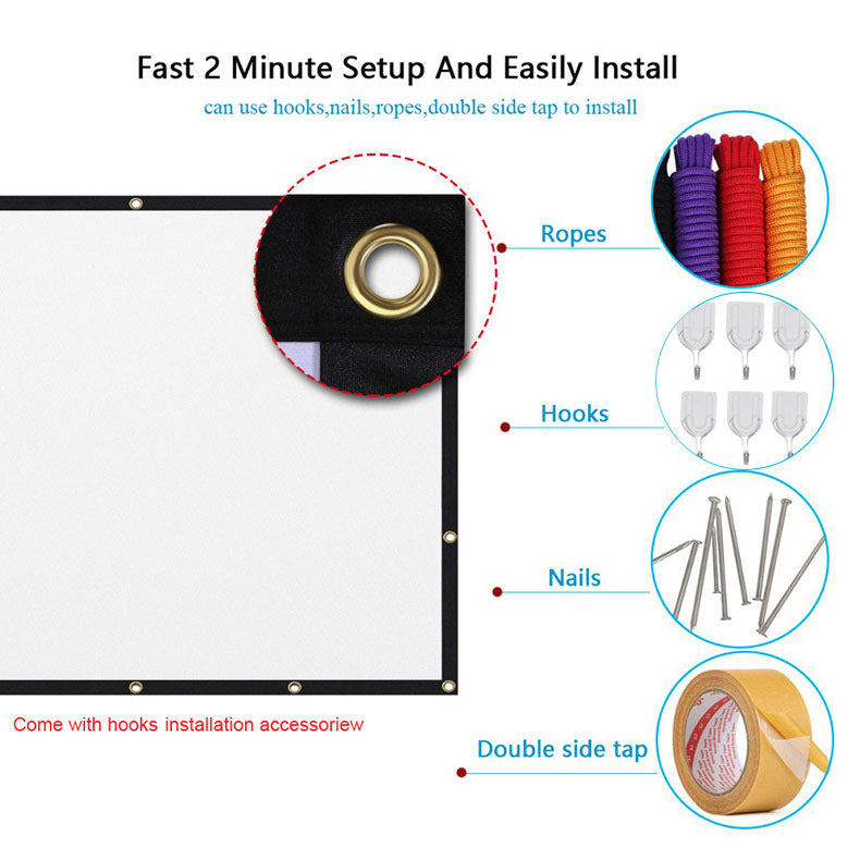 eprolo portable 16:9 projector screen, 120-inch outdoor HD movie screen with 180° viewing for travel and home theater use