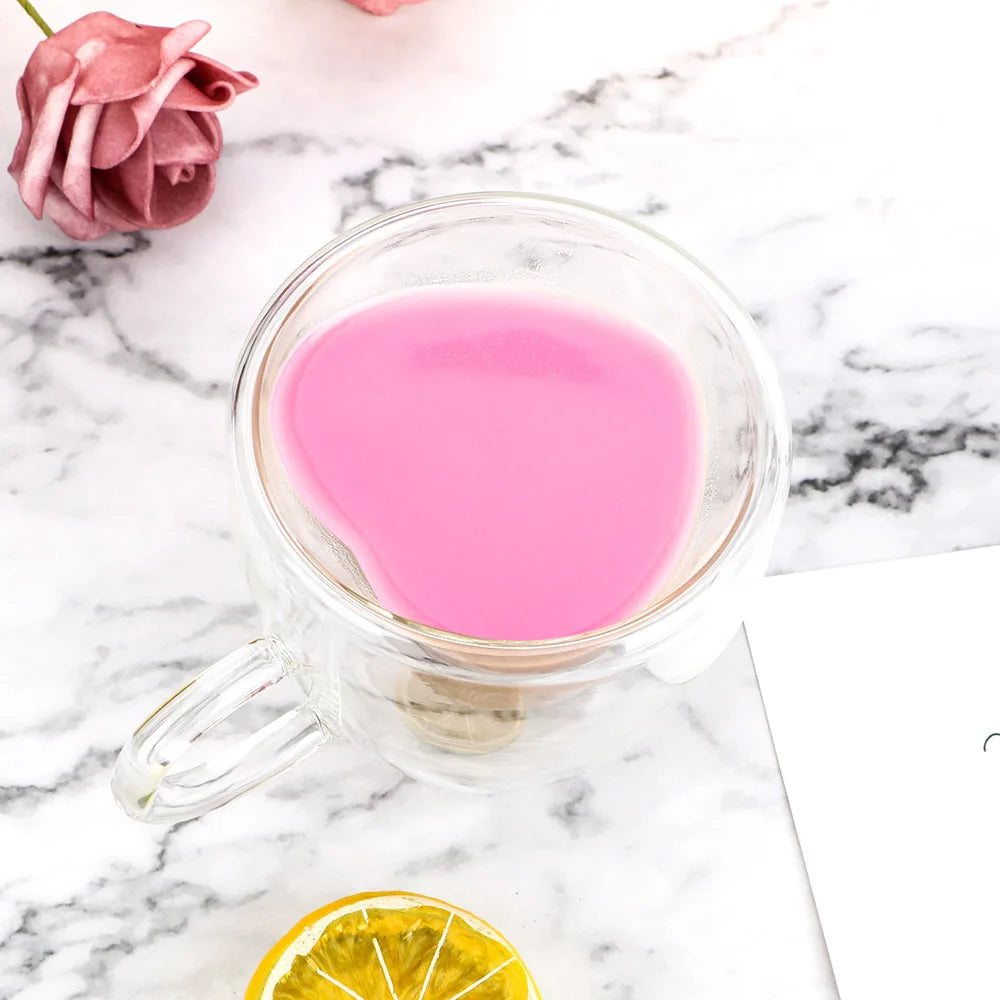 Heart-shaped double-layer glass mug for tea, beer, or juice, 180ml/240ml, heat-resistant drinkware by eprolo.