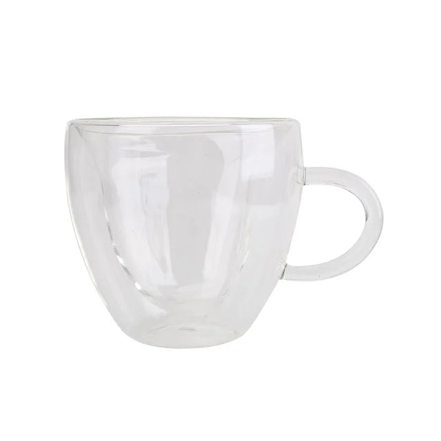 Eprolo heart-shaped double-layer glass mug for tea, beer, or juice, 180ml/240ml, heat-resistant drinkware with a love heart design.