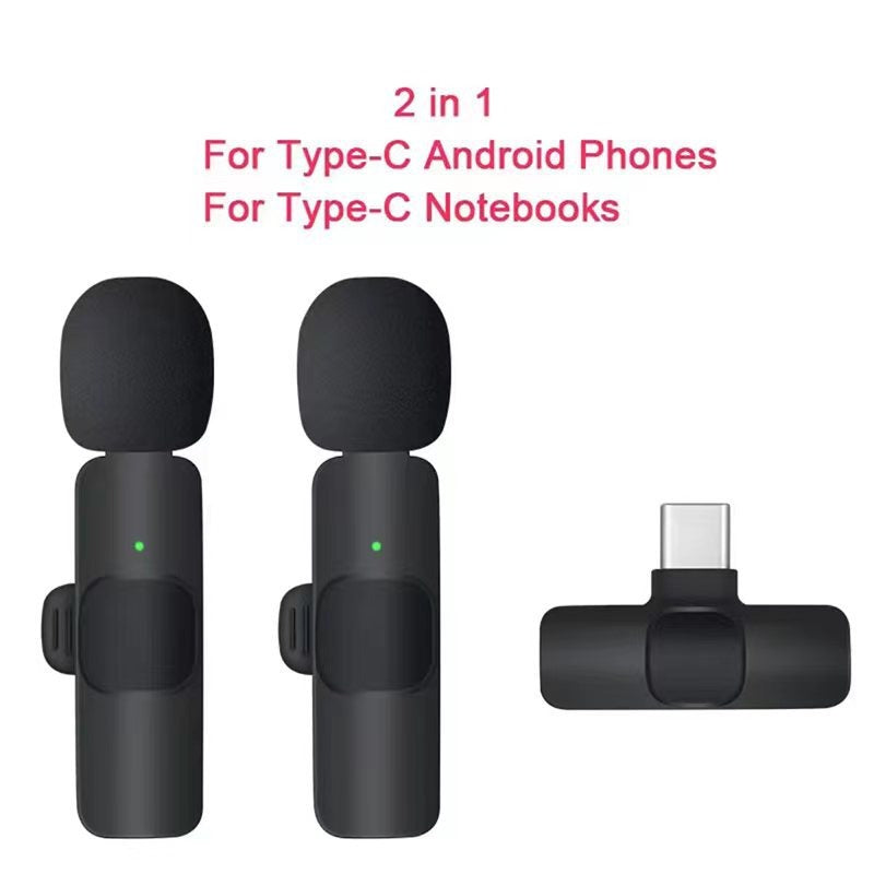 Wireless lavalier microphone by eprolo, dual-channel setup for live broadcasting, clip-on design with compact wireless receiver