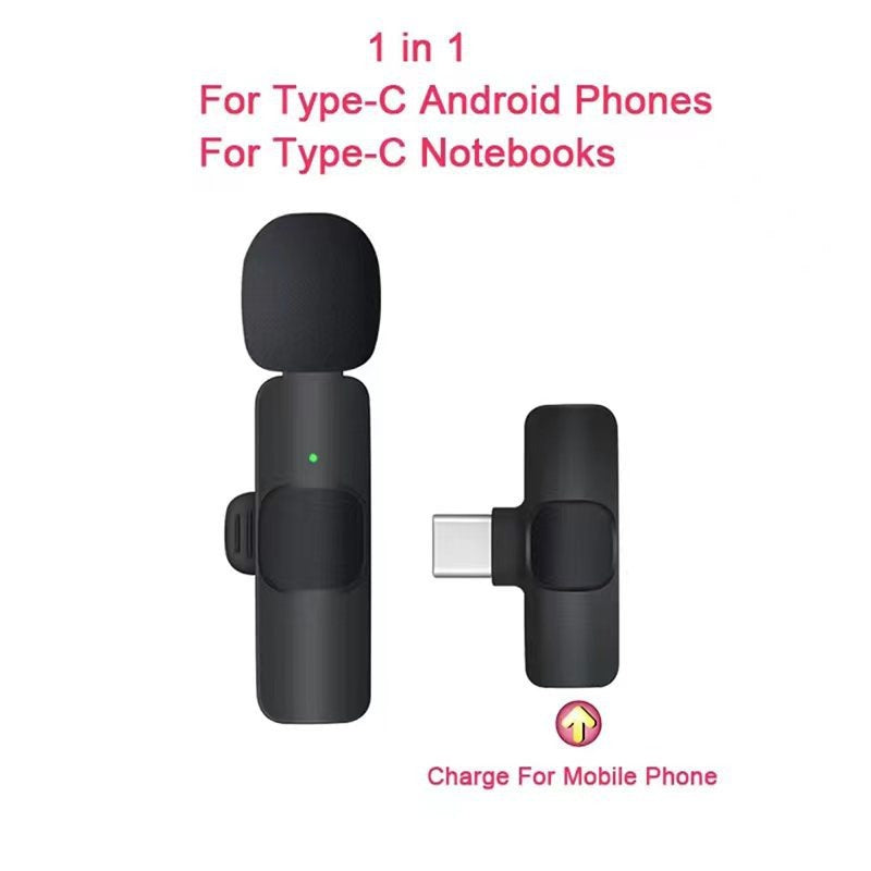 Wireless lavalier microphone by eprolo, compact and portable for live broadcasting, with one-to-two microphone setup.