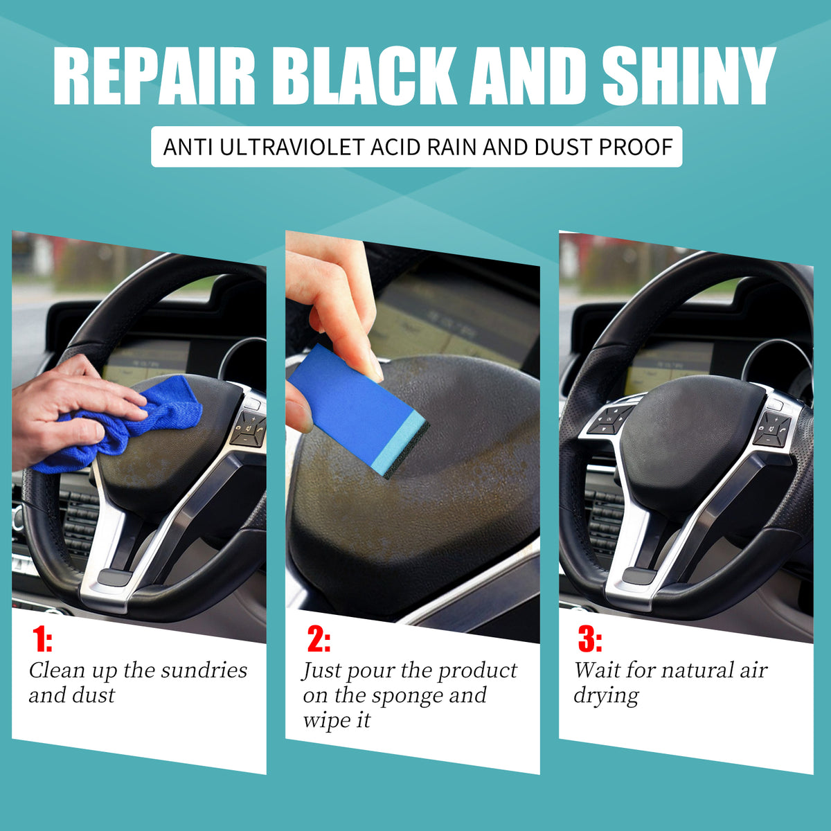 eprolo OUHOE car plastic dashboard refurbisher in 30ml box, dust-proof repair, interior cleaning, polishing, and plastic whitening.