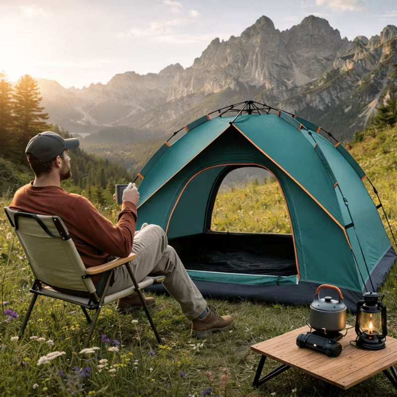 eprolo 3-12 person double-layer family camping tent with two bedrooms, waterproof and windproof, suitable for outdoor hiking and camping.