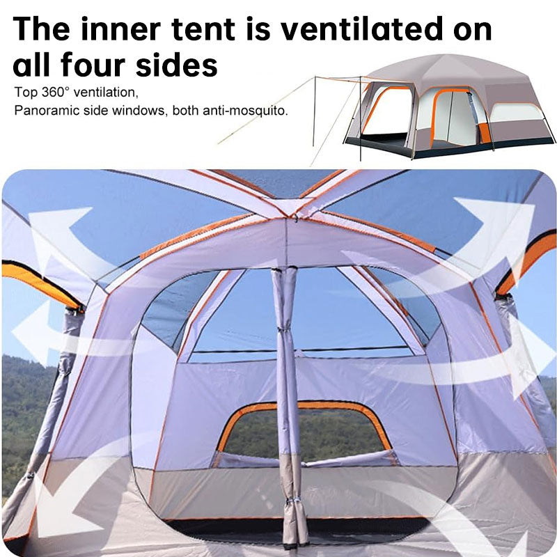 eprolo double-layer family camping tent with two bedrooms, waterproof and UV resistant for outdoor hiking and camping activities