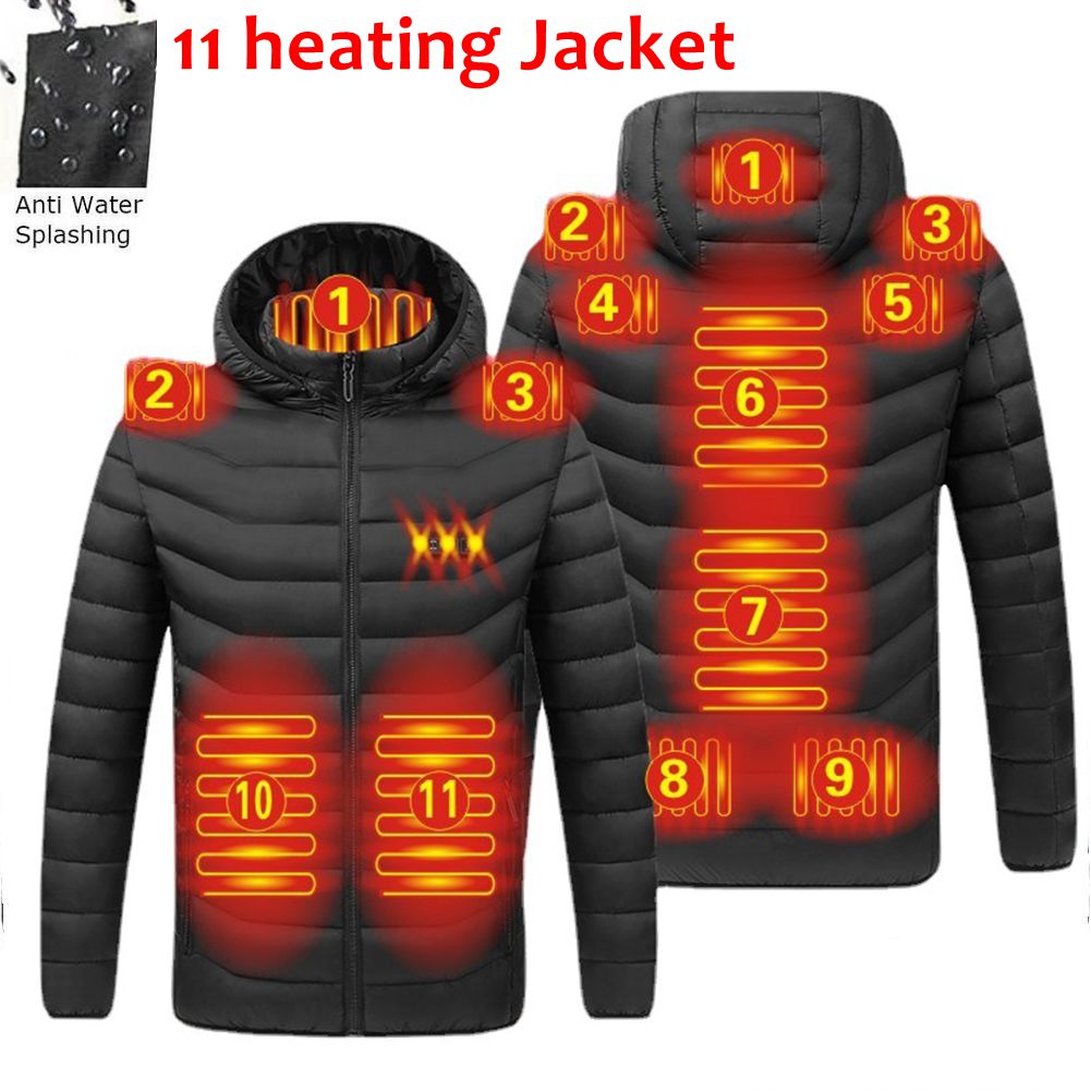 Men's eprolo winter heated jacket with hood, waterproof USB-powered smart thermostat, warm and stylish outdoor clothing