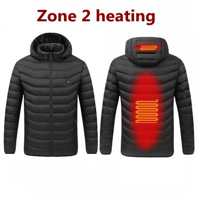 Men's waterproof winter heated jacket with hood, USB smart thermostat, pure color, warm and stylish from eprolo.
