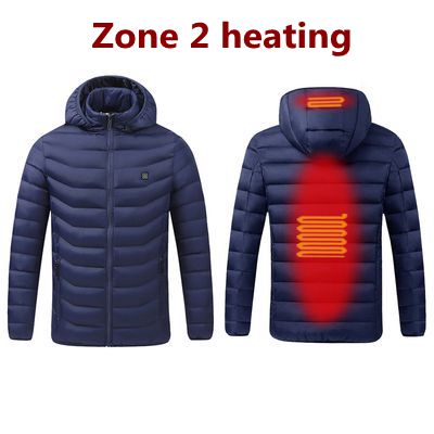Men's eprolo winter heated jacket with hood, waterproof, USB-powered smart thermostat, pure color warm winter coat with insulation