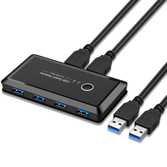 eprolo USB 3.0 4-port printer sharer and switcher with dual computer interface, multi-port USB splitter for easy device sharing