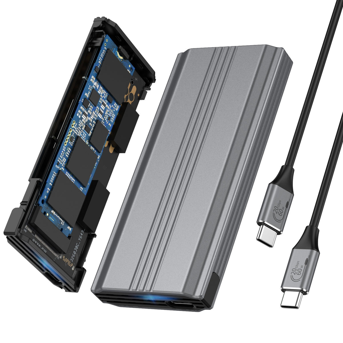Eprolo tool-free solid-state USB 3.1 NVMe/NGFF hard drive enclosure with Type-C port, portable dual protocol SSD housing.