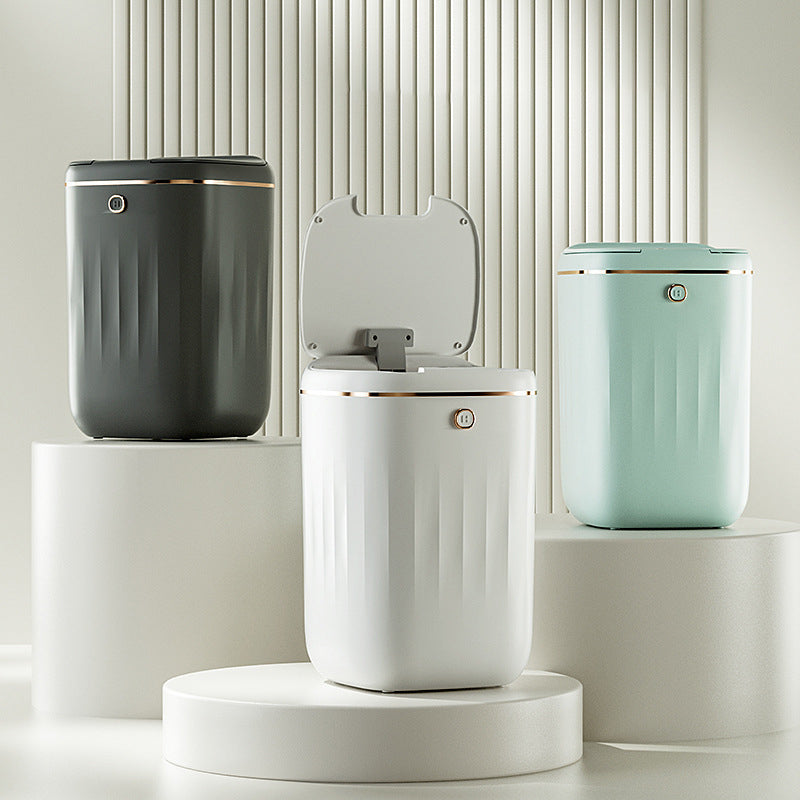 Xiaomi white luxury intelligent sensor garbage can with touch-free lid, suitable for kitchen or living room use, featuring silent operation.