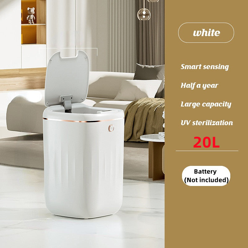 Xiaomi white luxury intelligent sensor garbage can with touch-free lid, suitable for kitchen or living room use, silent and modern design.