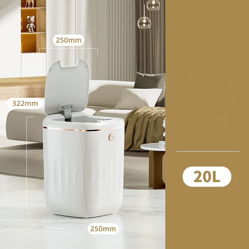 Smart sensor garbage can by eprolo with automatic lid, stainless steel finish, and touchless operation for hygienic waste disposal.