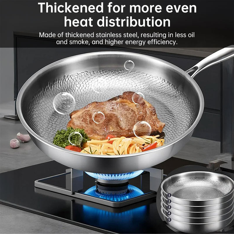 Eprolo 30cm pure titanium nonstick frying pan with patterned interior, ideal for home cooking and meat preparation.