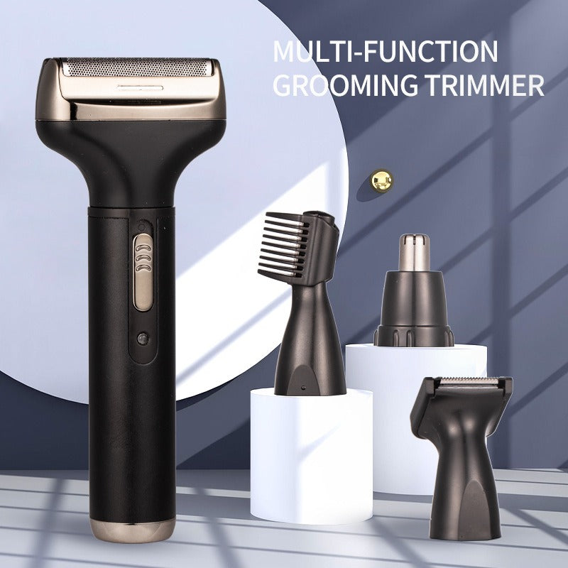 eprolo men's 4-in-1 electric grooming set with nose hair trimmer, sideburns clipper, eyebrow groomer, and knife trimmer.