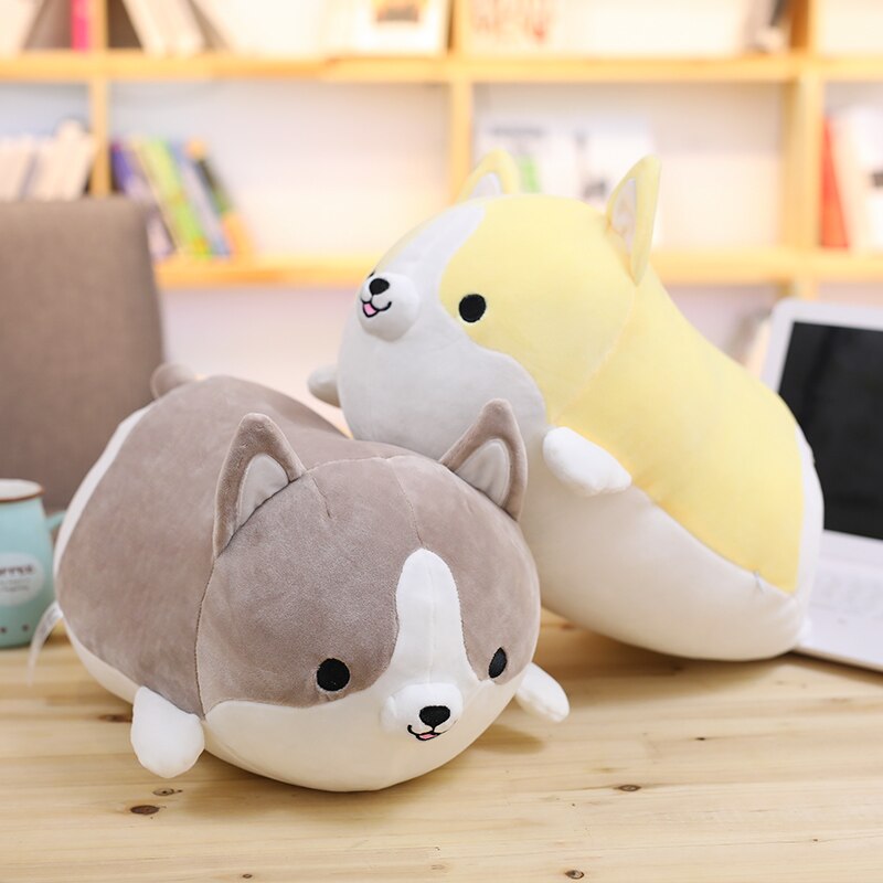 Eprolo cute Corgi dog plush toy in 30/45/60cm sizes, soft stuffed animal cartoon pillow for kids, Christmas or Valentine gift