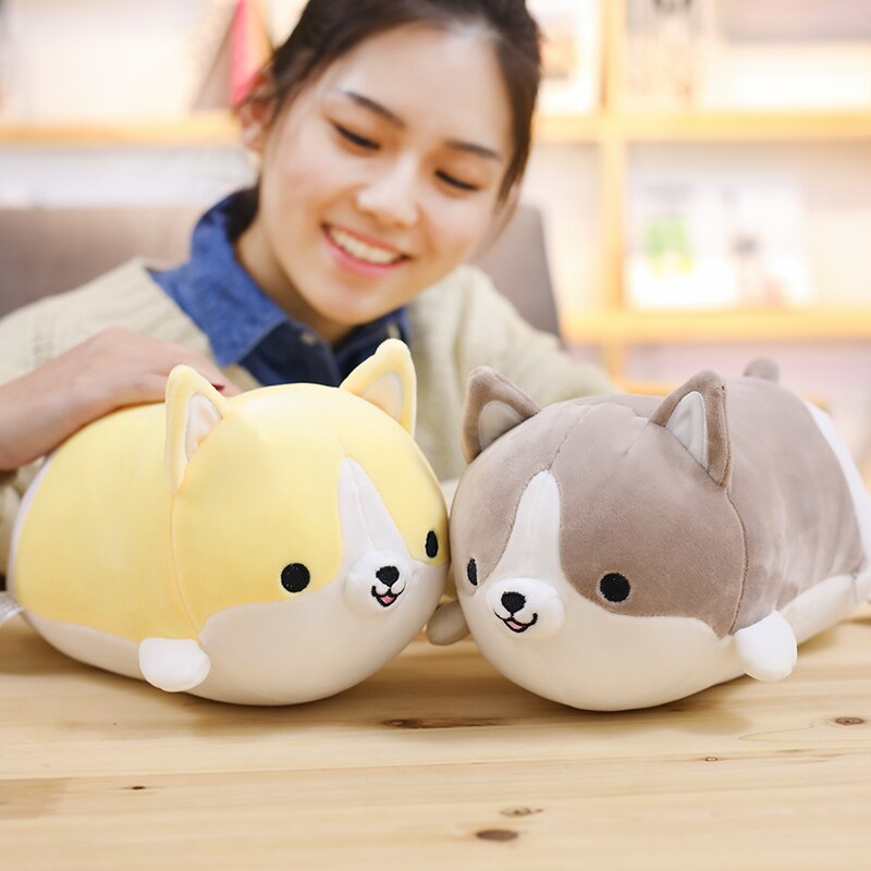 Soft plush Corgi dog toy in 30cm size, kawaii cartoon pillow, perfect as a Christmas gift for kids or Valentine's present.