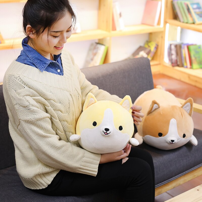 Soft plush Corgi dog toy from eprolo, 30cm, 45cm, or 60cm size, featuring a cute cartoon design, perfect for kids and gift-giving