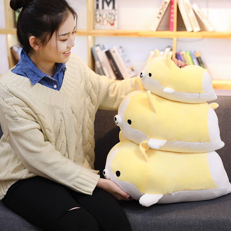 Eprolo cute Corgi dog plush toy in 30/45/60cm size, soft stuffed animal pillow, ideal for kids, Christmas, or Valentine gift