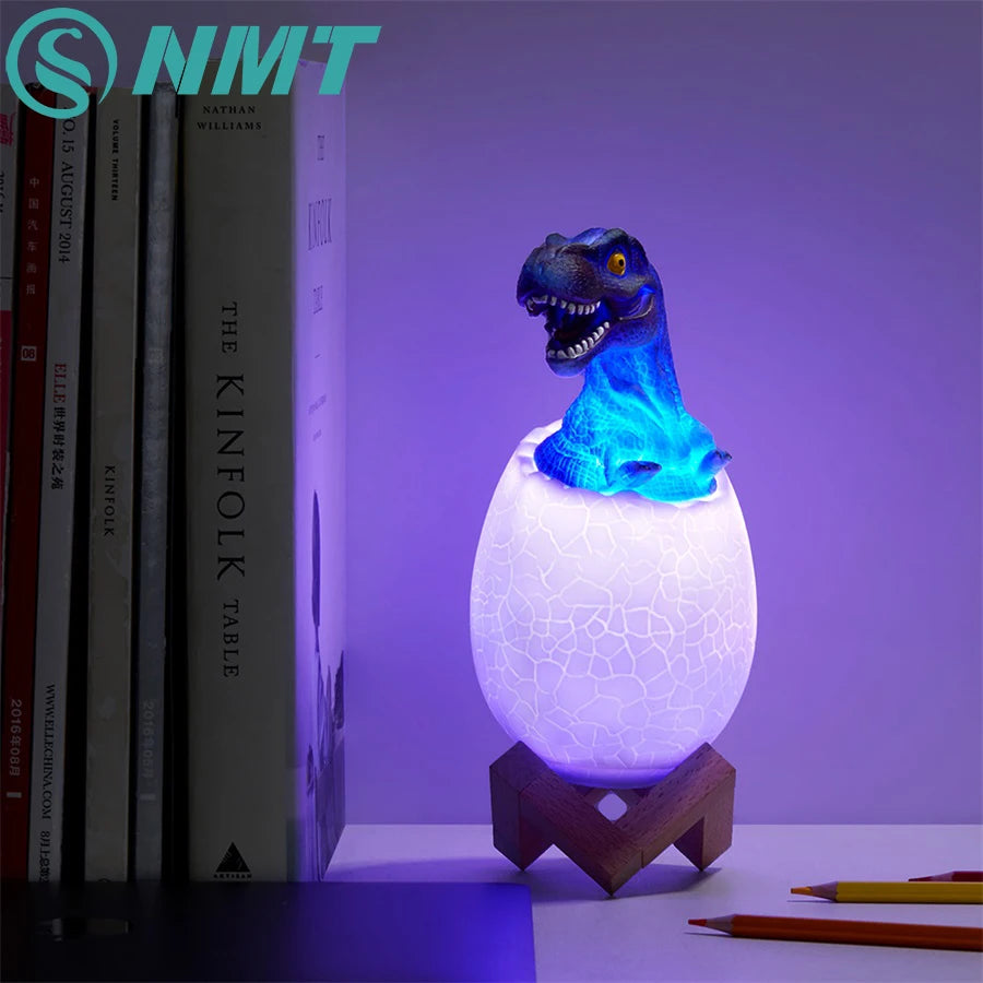 3D printed dinosaur egg LED night light with 16 colors, remote control, rechargeable bedside lamp, toy with 4 modes by eprolo